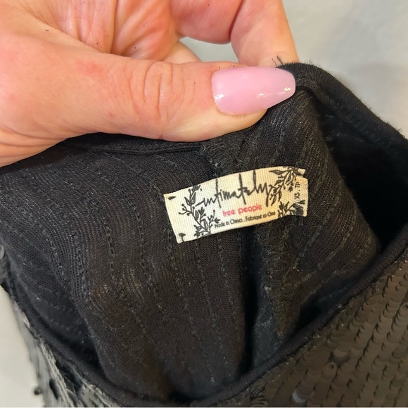 Free People Intimately Black Sequin Scoop Neck Open Back Mini Slit Dress XS - Picture 4 of 7